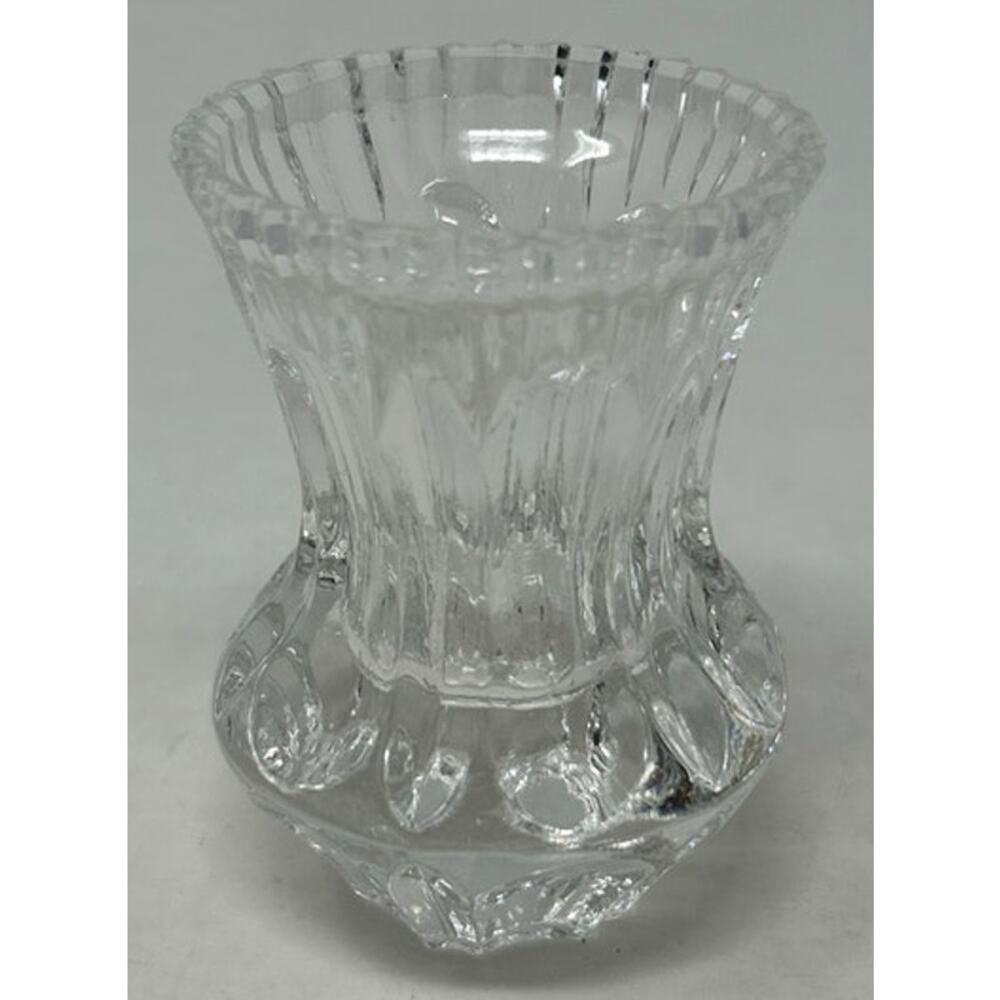 Crystal Clear Lead Thumbprint Toothpick Holder 3" Tall x 1 3/4"‎ Wide